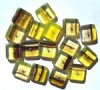 17 16x16x6mm Yellow & Amethyst Marble Flat Square Beads
